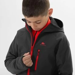 Quechua Kids’ Softshell Hiking Jacket - MH550 Black -Quechua k50a87d916a7eaf0d3ff425319c6a2a03
