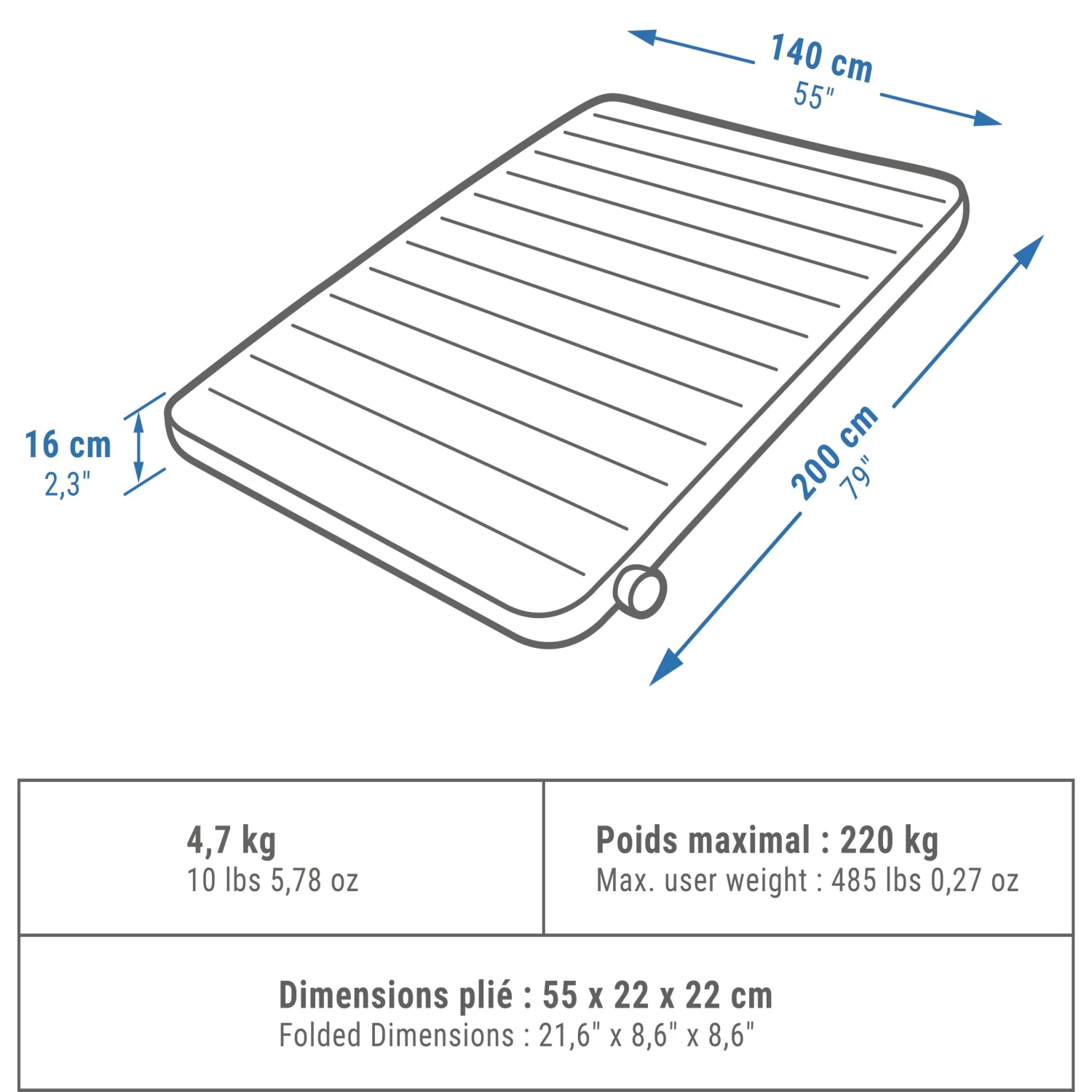 Quechua INFLATABLE CAMPING MATTRESS - AIR SECONDS COMFORT 140 CM 4 Quechua INFLATABLE CAMPING MATTRESS - AIR SECONDS COMFORT 140 CM - Image 2